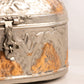 Vintage Large Oval Silver Tone and Copper Floral Metal Hinged Lidded Box