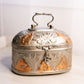 Vintage Large Oval Silver Tone and Copper Floral Metal Hinged Lidded Box