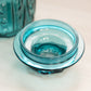 Vintage Large Teal Green Lidded Canister Jar with Scroll Designs