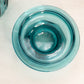 Vintage Large Teal Green Lidded Canister Jar with Scroll Designs