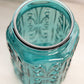 Vintage Large Teal Green Lidded Canister Jar with Scroll Designs