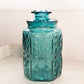 Vintage Large Teal Green Lidded Canister Jar with Scroll Designs