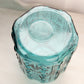 Vintage Large Teal Green Lidded Canister Jar with Scroll Designs