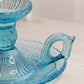 Vintage Blue Candleholder Chamberstick with Circular Base and Handle