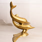Vintage Medium Brass Double Dolphin Figurine
