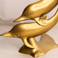 Vintage Medium Brass Double Dolphin Figurine
