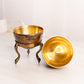 Vintage Medium Brass Egg Lidded Container with Floral Designs and Brass Stand (Glows)