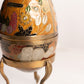 Vintage Medium Brass Egg Lidded Container with Floral Designs and Brass Stand (Glows)