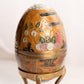 Vintage Medium Brass Egg Lidded Container with Floral Designs and Brass Stand (Glows)