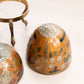 Vintage Medium Brass Egg Lidded Container with Floral Designs and Brass Stand (Glows)