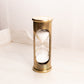 Vintage Medium Brass Hourglass with Clear Glass Middle and White Sand