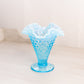 Vintage Medium Cone Shaped Blue Fenton Hobnail Opalescent Glass Vase