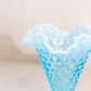 Vintage Medium Cone Shaped Blue Fenton Hobnail Opalescent Glass Vase