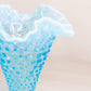 Vintage Medium Cone Shaped Blue Fenton Hobnail Opalescent Glass Vase