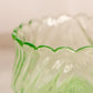 Vintage Medium Green Glass Bowl with Scalloped Edge