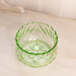 Vintage Medium Green Glass Bowl with Scalloped Edge