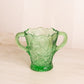 Vintage Medium Green Vase with 2 Handles and Strawberries