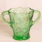 Vintage Medium Green Vase with 2 Handles and Strawberries
