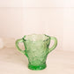 Vintage Medium Green Vase with 2 Handles and Strawberries