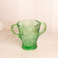 Vintage Medium Green Vase with 2 Handles and Strawberries