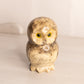 Vintage Medium Grey Cream Alabaster Owl Figurine