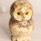 Vintage Medium Grey Cream Alabaster Owl Figurine