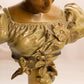 Vintage Medium Metal Bust of Lady with Flowers on Stone Base
