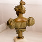Vintage Medium Metal Bust of Lady with Flowers on Stone Base