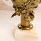 Vintage Medium Metal Bust of Lady with Flowers on Stone Base