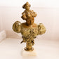 Vintage Medium Metal Bust of Lady with Flowers on Stone Base
