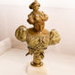 Vintage Medium Metal Bust of Lady with Flowers on Stone Base