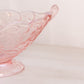 Vintage Medium Oval Pink Glass Bowl with Floral and Leaf Designs