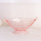 Vintage Medium Oval Pink Glass Bowl with Floral and Leaf Designs
