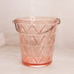 Vintage Medium Pink Glass Ice Bucket with Triangle Designs and Metal Handle