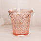 Vintage Medium Pink Glass Ice Bucket with Triangle Designs and Metal Handle
