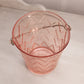 Vintage Medium Pink Glass Ice Bucket with Triangle Designs and Metal Handle