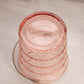 Vintage Medium Pink Glass Ice Bucket with Triangle Designs and Metal Handle