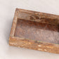Vintage Medium Rectangular Brown Stone Lidded Dish with Brass Handle