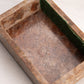 Vintage Medium Rectangular Brown Stone Lidded Dish with Brass Handle