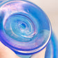 Vintage Medium Signed Blue Iridescent Stretch Glass Footed Bowl