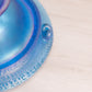 Vintage Medium Signed Blue Iridescent Stretch Glass Footed Bowl