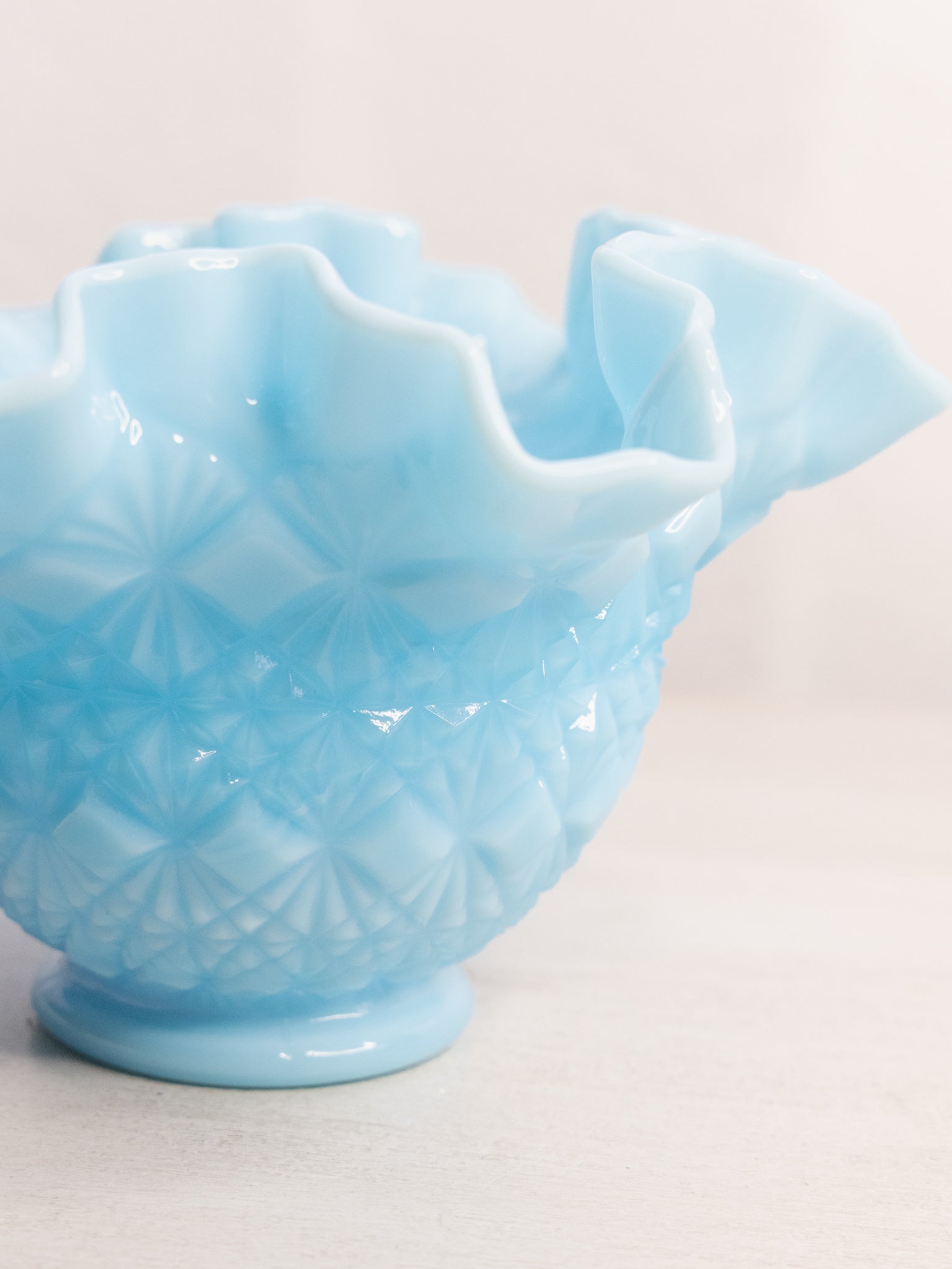 Vintage Fenton blue milk glass deals candy dish