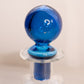 Vintage Rainbow Glass Clear Perfume Bottle with Blue Stopper Flower Accent