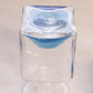 Vintage Rainbow Glass Clear Perfume Bottle with Blue Stopper Flower Accent