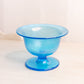 Vintage Small Blue Iridescent Stretch Glass Compote Bowl