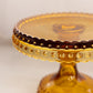 Vintage Small LE Smith Glass Amber Hobnail Cake Stand