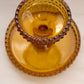 Vintage Small LE Smith Glass Amber Hobnail Cake Stand