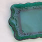 Small Rectangular Dark Green Glass Tray with Fancy Designs