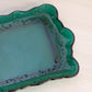 Small Rectangular Dark Green Glass Tray with Fancy Designs
