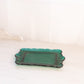 Small Rectangular Dark Green Glass Tray with Fancy Designs
